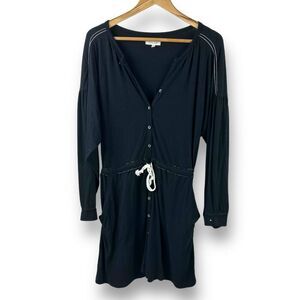 Grey State‎ Womens Size 1 Long Sleeve Gila Dress Black Cinch Waist Casual Lounge